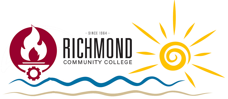 RichmondCC logo with sun and blue and yellow squiggly lines