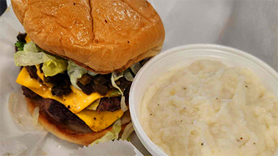 Freshly made cheeseburger from the RichmondCC Cafe