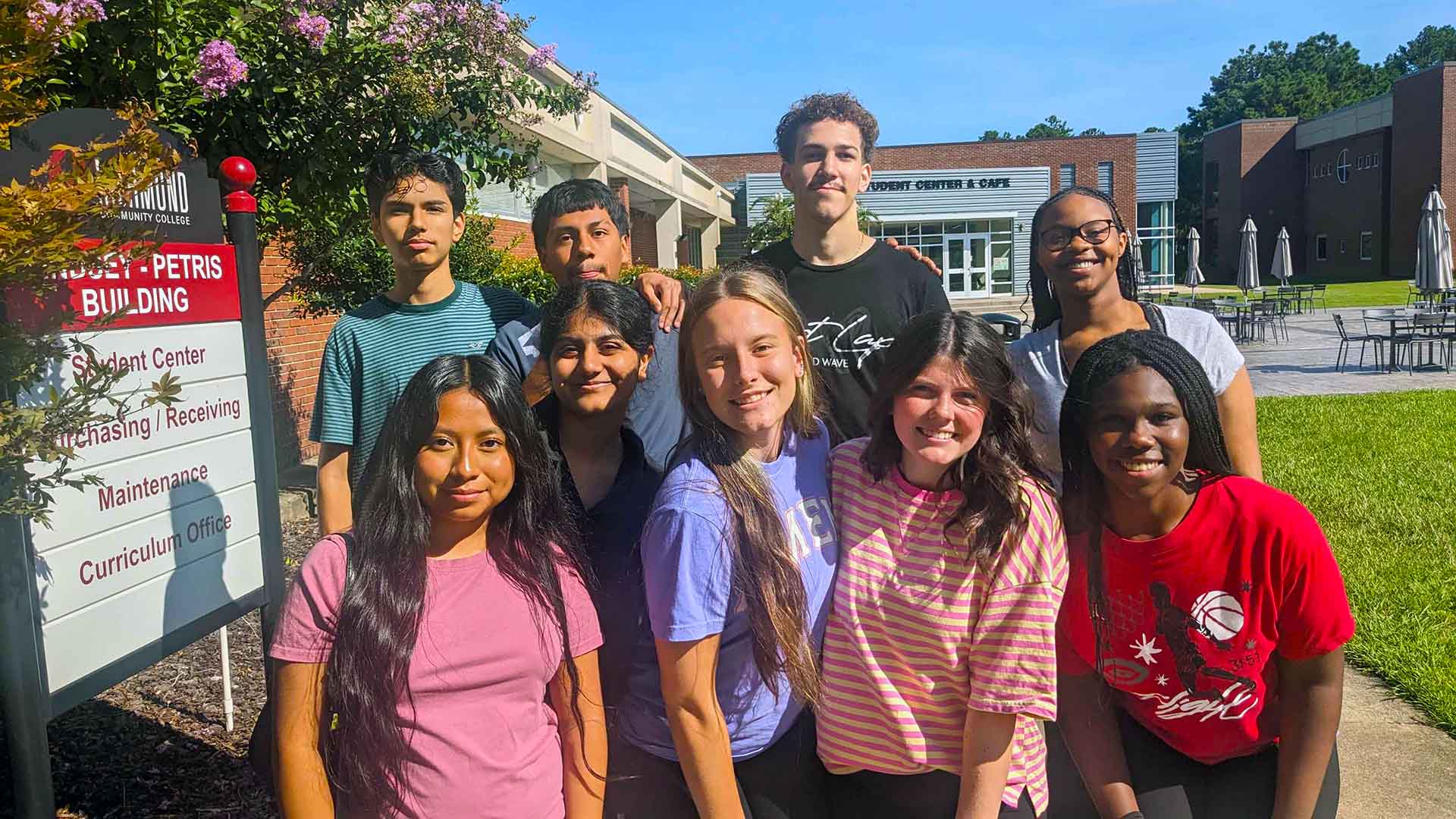 High school students enrolled in college classes at RichmondCC pose for a photo.